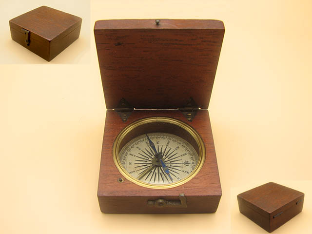 Impressive Georgian mahogany cased pocket compass circa 1830